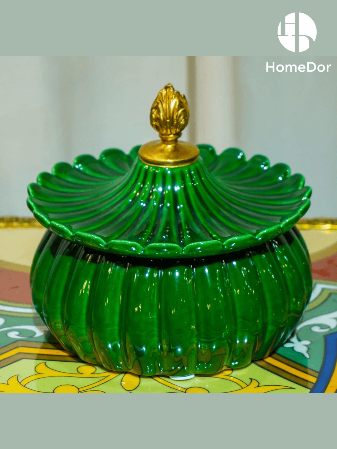 Elegant Hues of European Palaces Gilded Chroma Glazed Green Table Decor Sets  -II10