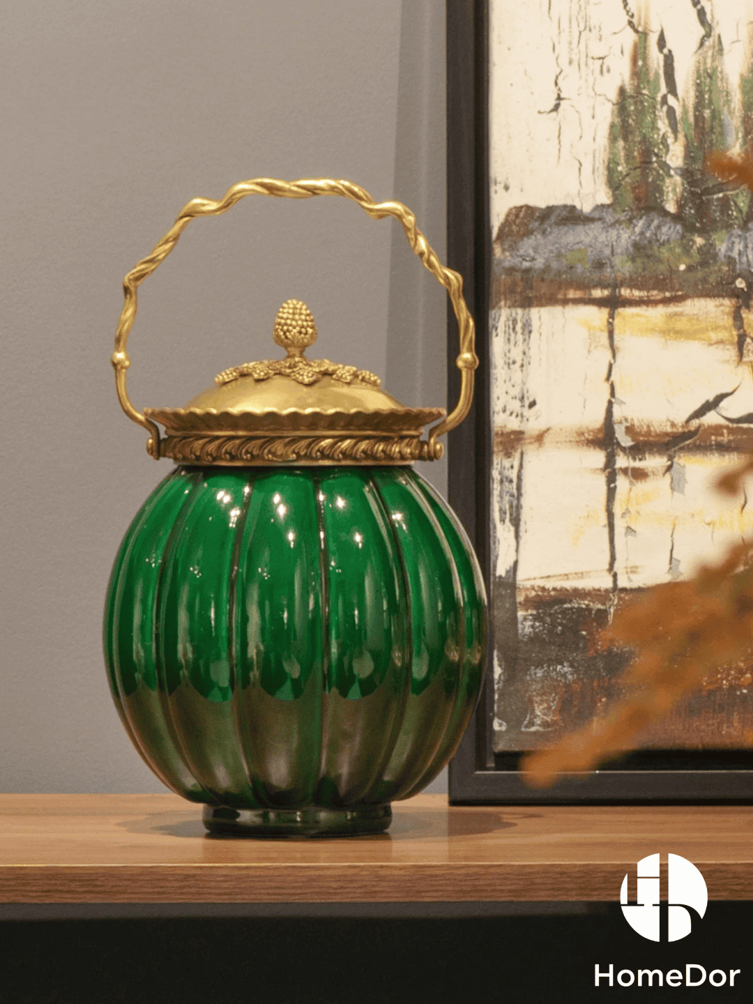 Elegant Hues of European Palaces Gilded Chroma Glazed Green Table Decor Sets  -II12