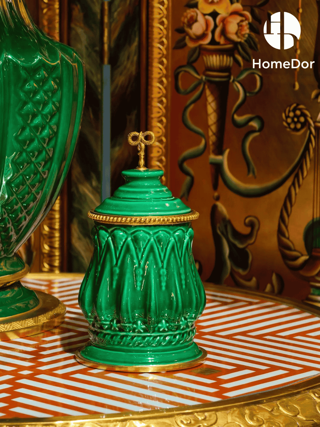 Elegant Hues of European Palaces Gilded Chroma Glazed Green Table Decor Sets  -II13