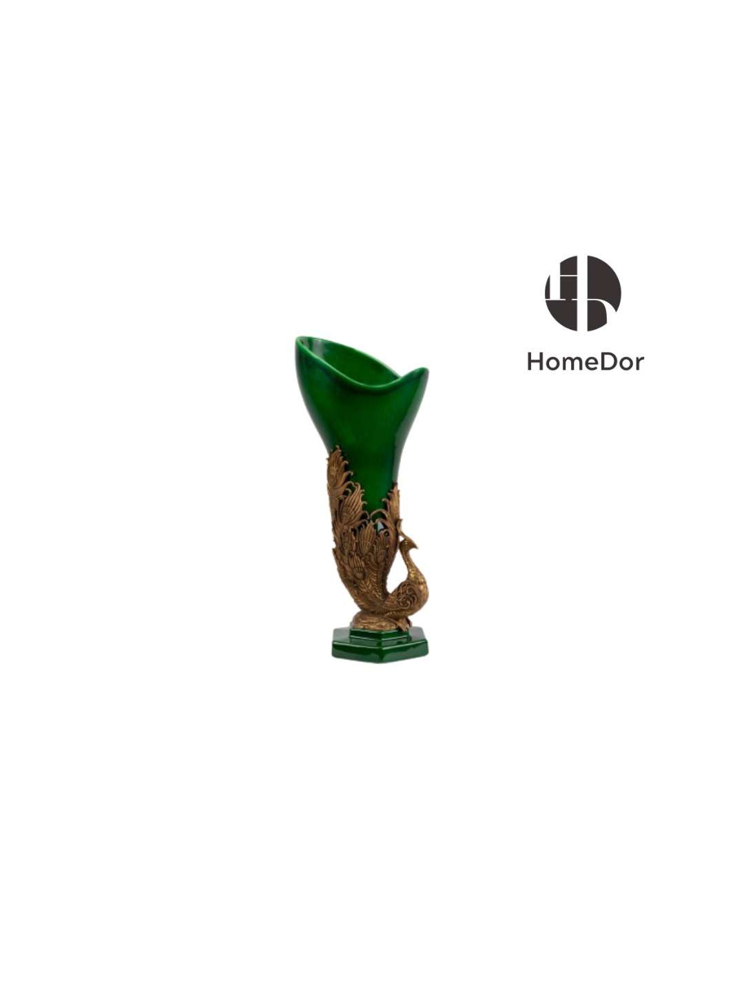 Elegant Hues of European Palaces Gilded Chroma Peacock Accented Vase