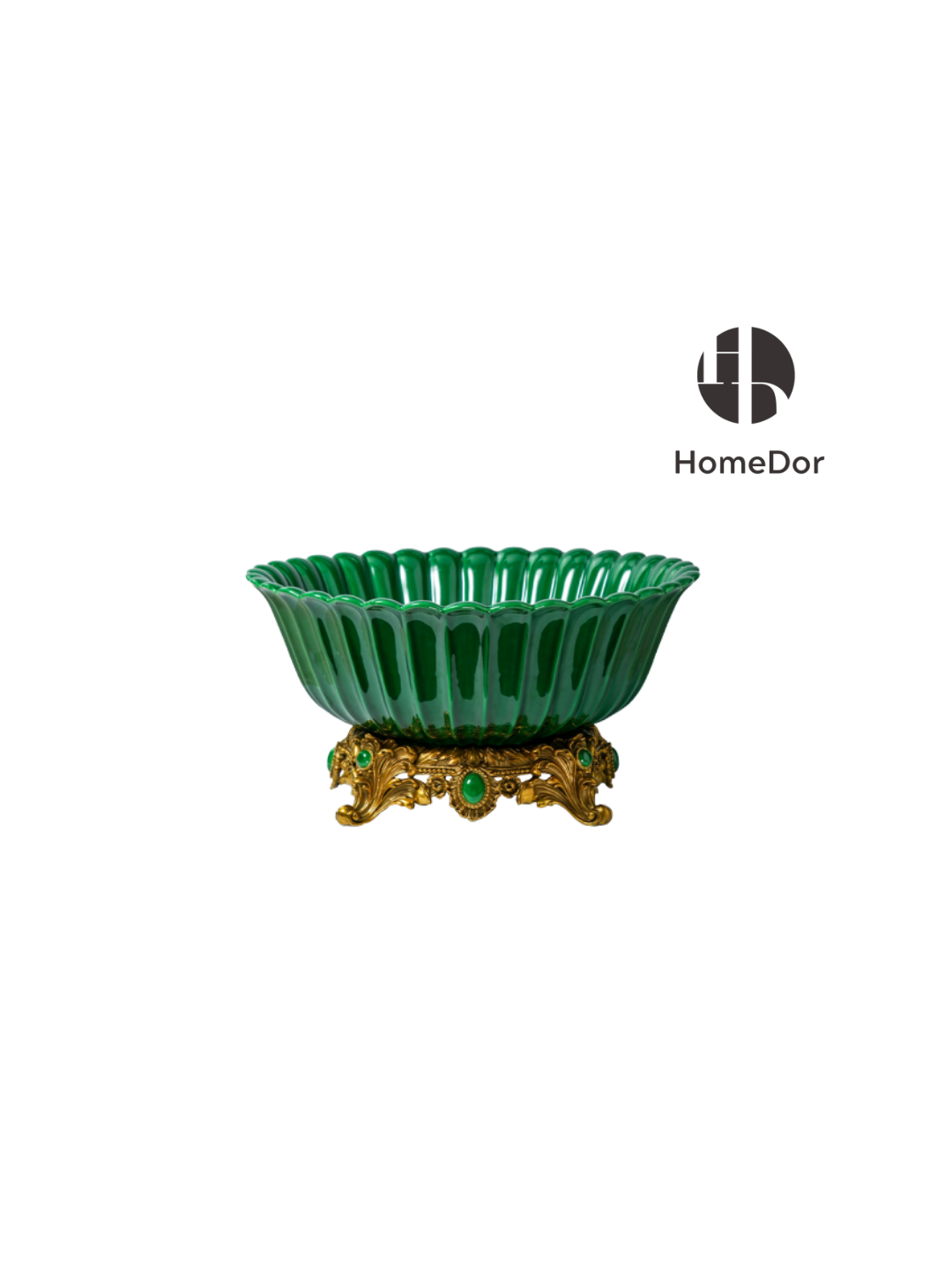 Elegant Hues of European Palaces Gilded Chroma Scalloped Porcelain Bowl with Gem Inlaid Base