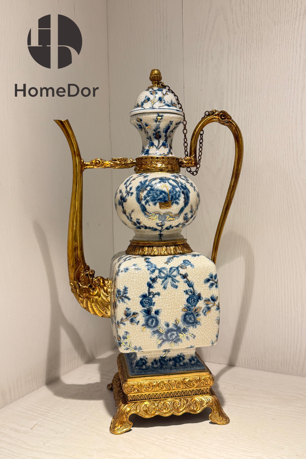 HomeDor × FH&Home | Exquisite Blue-and-White Porcelain Turkish Teapot Ornament 