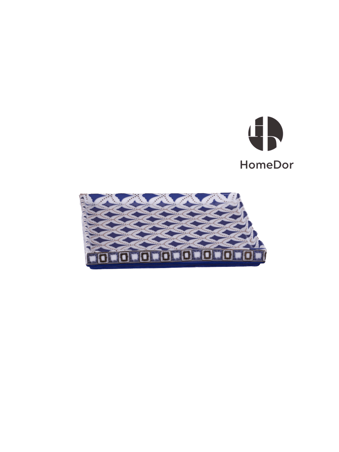 Exquisite Blue and White Porcelain Table Decor Set with Geometric Patterns and Golden Accents4