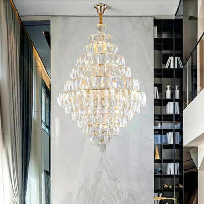 HomeDor Lexi Luxury Transparent Fusiform Shape Crystal Chandelier