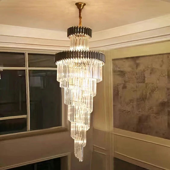 HomeDor Premium Leif Luxury Spiral Crystal Chandelier for Staircase/Grand Hall/Hotel