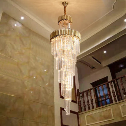 HomeDor Premium Leif Luxury Spiral Crystal Chandelier for Staircase/Grand Hall/Hotel