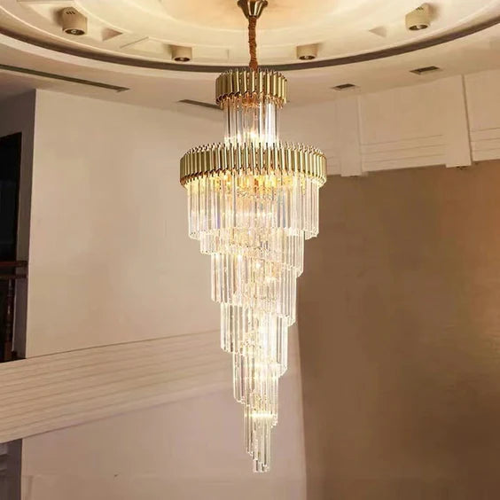 HomeDor Premium Leif Luxury Spiral Crystal Chandelier for Staircase/Grand Hall/Hotel