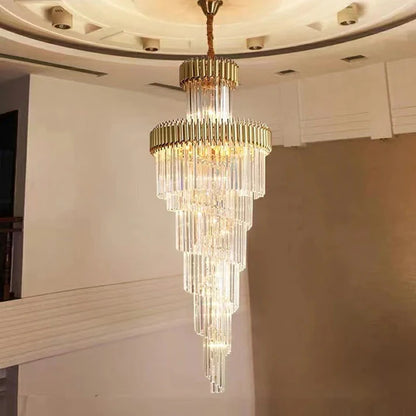 HomeDor Premium Leif Luxury Spiral Crystal Chandelier for Staircase/Grand Hall/Hotel