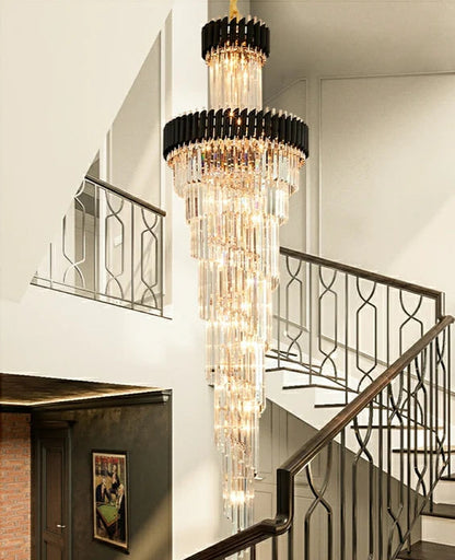 HomeDor Premium Leif Luxury Spiral Crystal Chandelier for Staircase/Grand Hall/Hotel