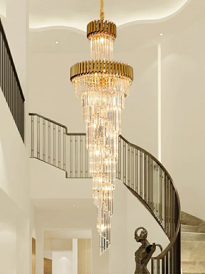 HomeDor Premium Leif Luxury Spiral Crystal Chandelier for Staircase/Grand Hall/Hotel