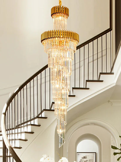 HomeDor Premium Leif Luxury Spiral Crystal Chandelier for Staircase/Grand Hall/Hotel