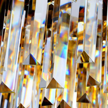 Lampadario classico rotondo in cristallo Lohsen con finitura dorata