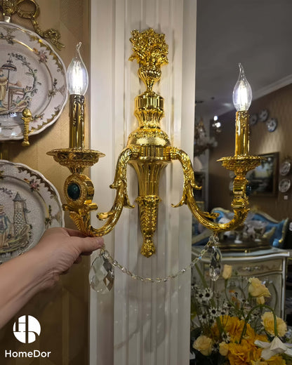 شمعدان حائط ببروزين من حجر المالاكيت على الطراز الفرنسي الإمبراطوري