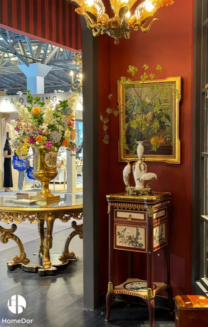 HomeDor French Orchid Porcelain Pedestal Table