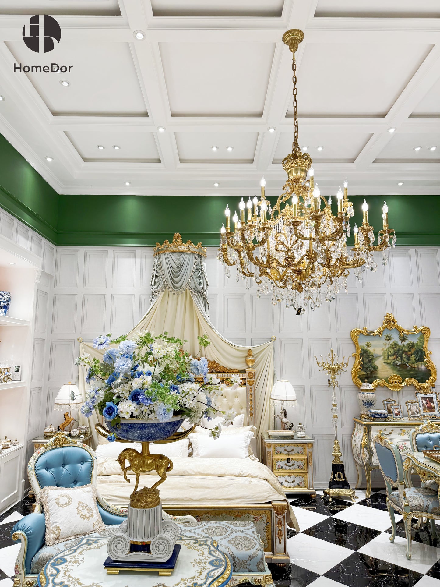 This luxury palace style chandelier is perfect for traditional luxury master bedroom and suite.