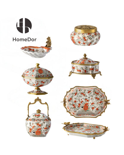 Famille Rose Chinoiserie Ormolu Collection