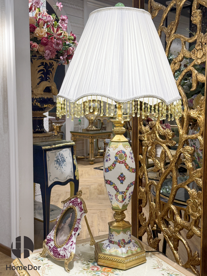 HomeDor Graceful White Ceramic Table Lamp