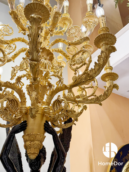 HomeDor × FH&amp;Home | مصباح أرضي من الرخام بتصميم الملاك الحارس مع كأس ذهبي