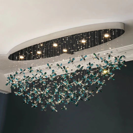 HomeDor Lily Teal Flower Suspension Flush Mount