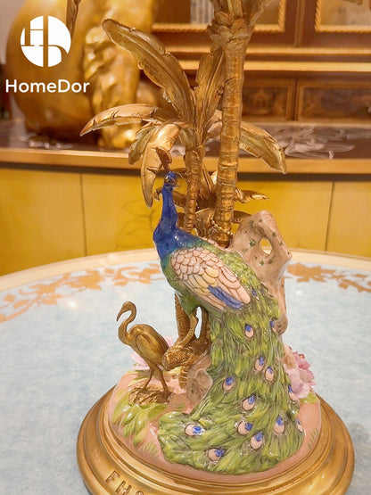 HomeDor Tropical-Themed Peacock Palm Crystal Fruit Bowl