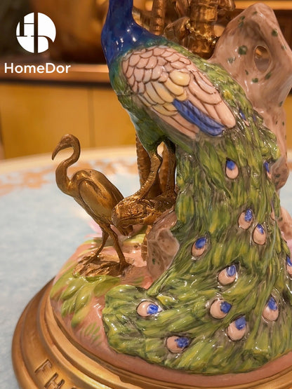 HomeDor Tropical-Themed Peacock Palm Crystal Fruit Bowl