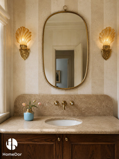 Aplique de pared de cristal con forma de concha Art Nouveau de HomeDor