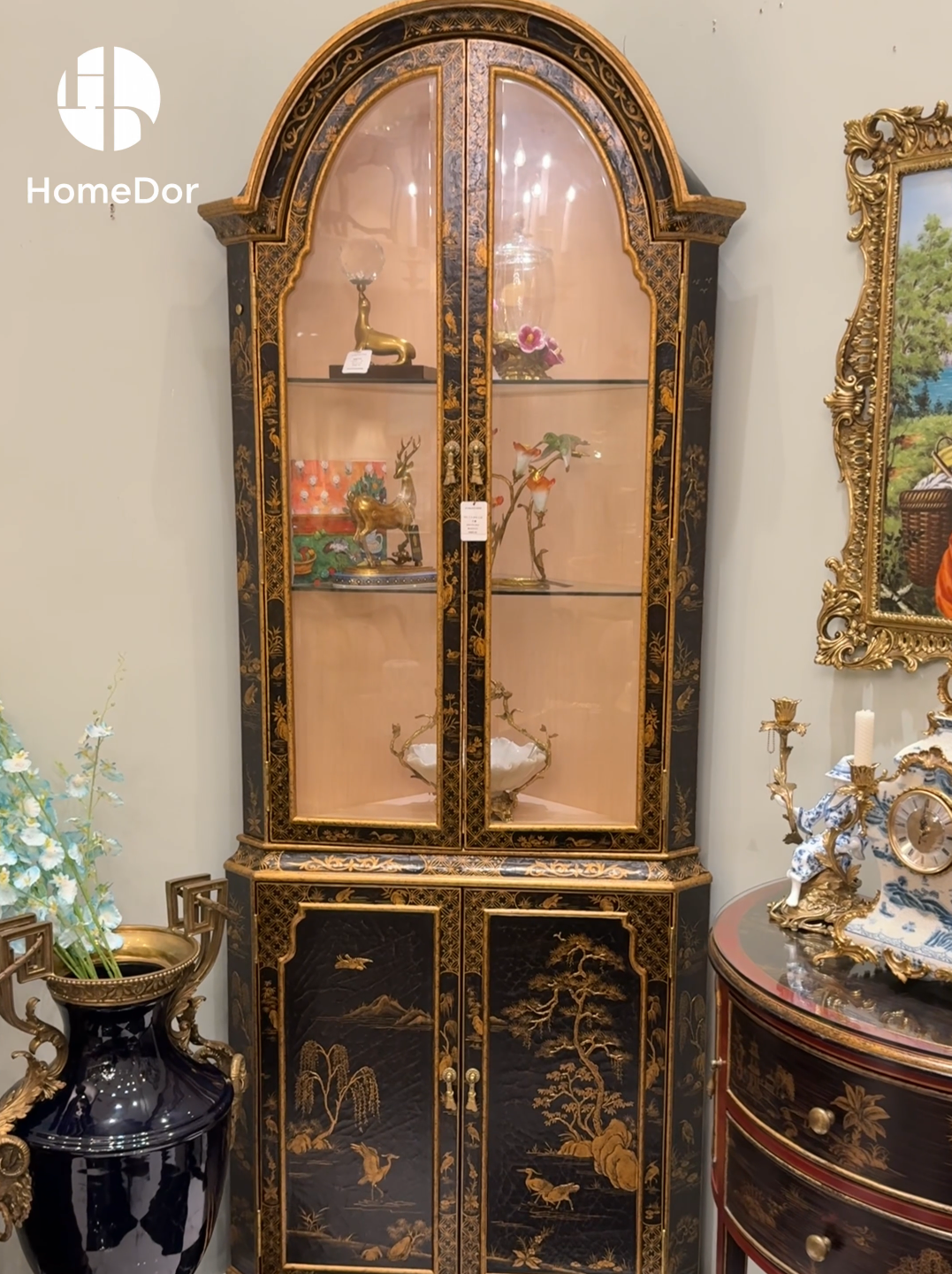 HomeDor × FH&Home | Chinoiserie Style Arched Glass Display Cabinet