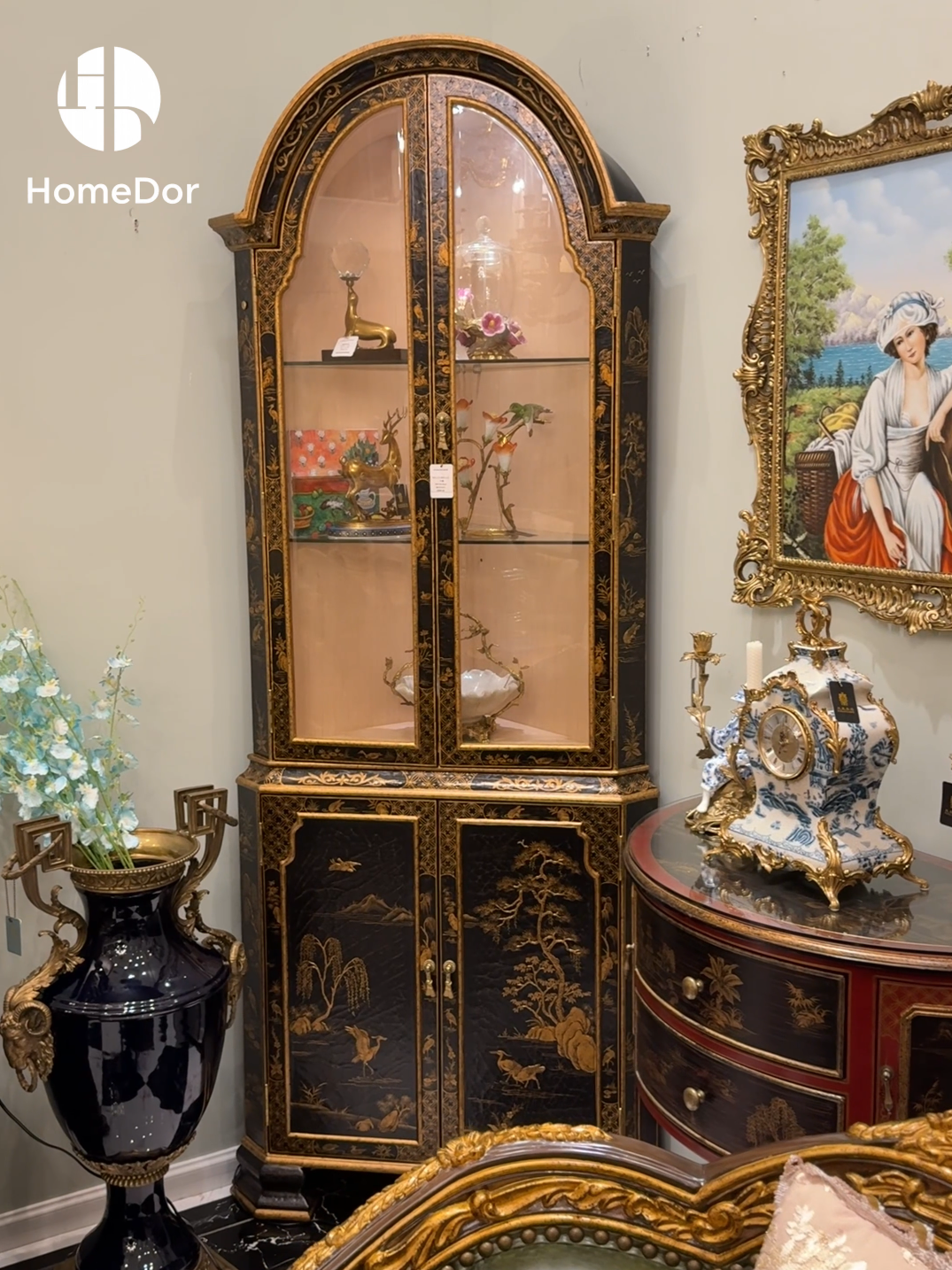 HomeDor × FH&Home | Chinoiserie Style Arched Glass Display Cabinet