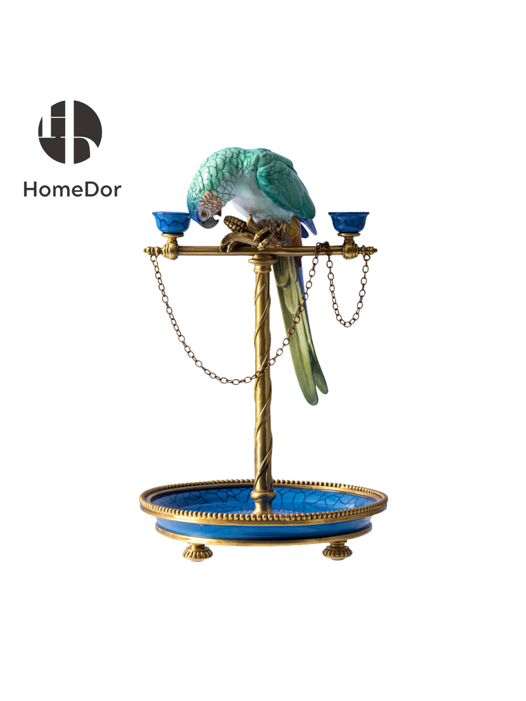 Hollywood Regency Turquoise Parrot Vanity Tray Candelabra