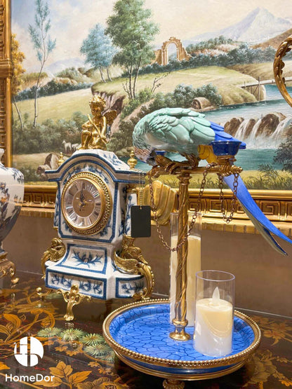 Hollywood Regency Blue Parrot Vanity Tray Candelabra