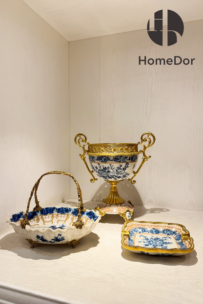HomeDor × FH&Home |  Sophisticated Blue-and-White Porcelain Table Decor Set