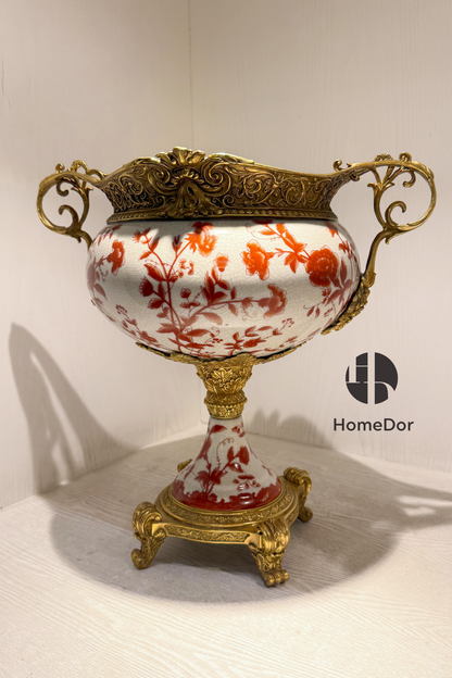 HomeDor × FH&Home | Vintage Red Floral Porcelain Table Decor Set -II