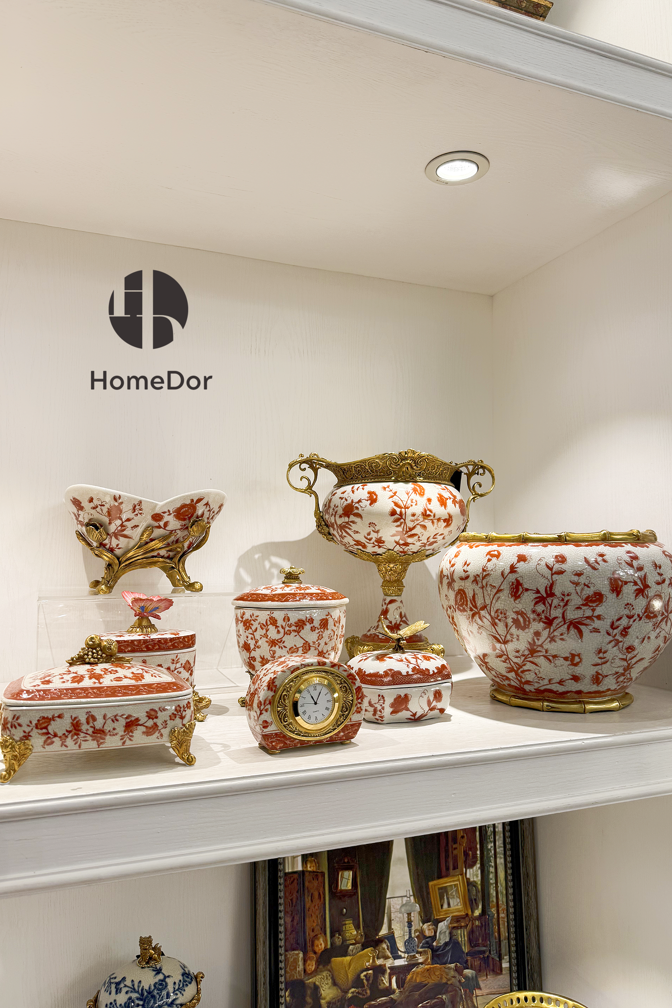 HomeDor × FH&Home | Vintage Red Floral Porcelain Table Decor Set -II