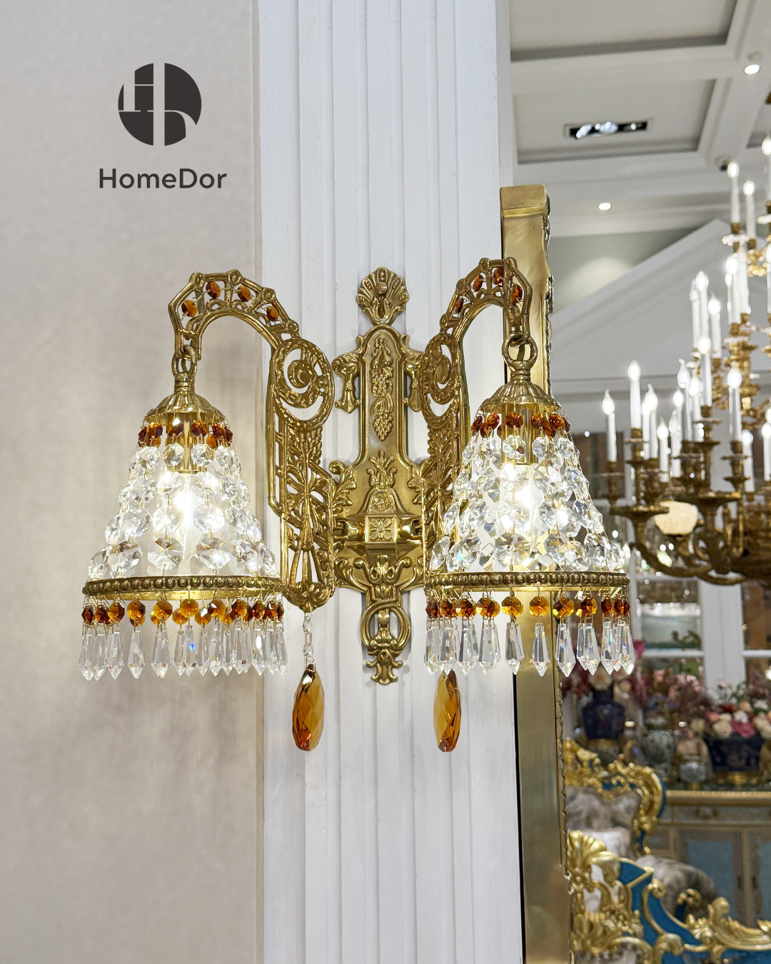 HomeDor × FH&Home | Opulent Dual Light Gold Wall Sconce