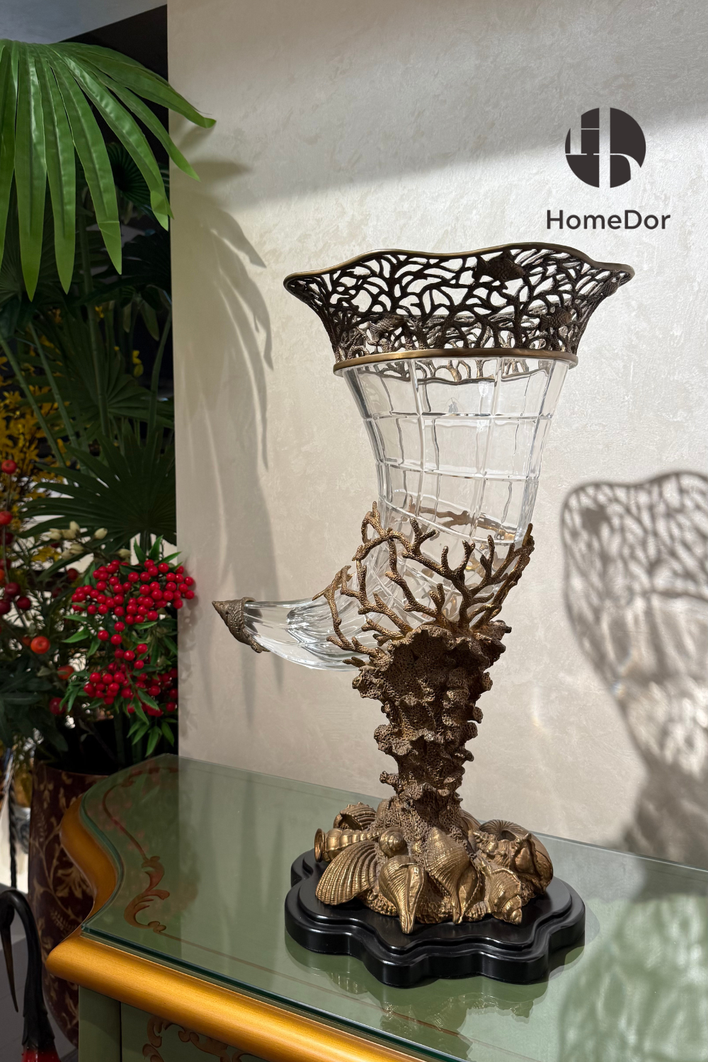 Decorative Ocean Crystal Glass Chalice Table Decor