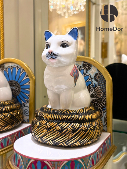 HomeDor Art Deco Painted Cat Bookend