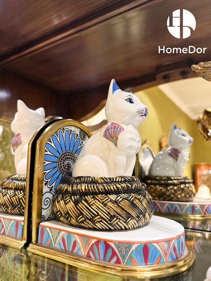 HomeDor Art Deco Painted Cat Bookend