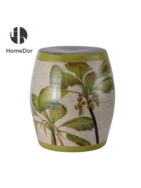 HomeDor Artisan Painted Nature Motif Porcelain Garden Stools