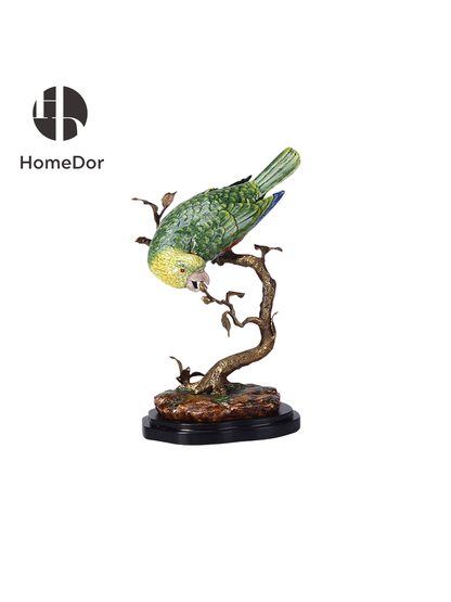 HomeDor Artistic Green Parrot Figurine Table Decor