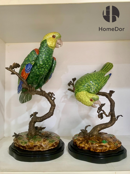 HomeDor Artistic Green Parrot Figurine Table Decor
