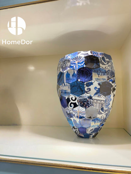 HomeDor Artistic Patchwork Diamond-Embossed Porcelain Set