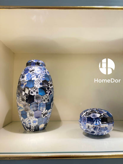 HomeDor Artistic Patchwork Diamond-Embossed Porcelain Set