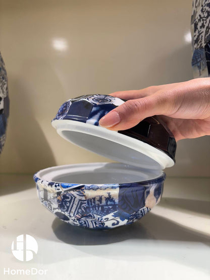 HomeDor Artistic Patchwork Diamond-Embossed Porcelain Set