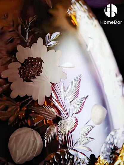 HomeDor Aurora Glass Amethyst Gradient Etched Floral Set