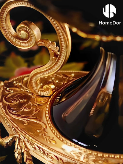 HomeDor Aurora Glass Amethyst Gradient Etched Floral Set