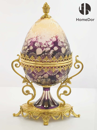 HomeDor Aurora Glass Amethyst Gradient Etched Floral Set