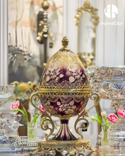 HomeDor Aurora Glass Amethyst Gradient Etched Floral Set