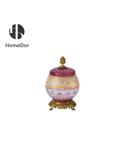 HomeDor Aurora Glass Blush Etched Floral Table Decor Set