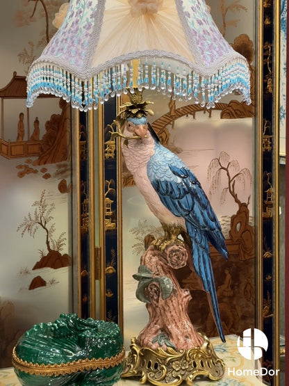 HomeDor Blue Parrot Table Lamp Detail