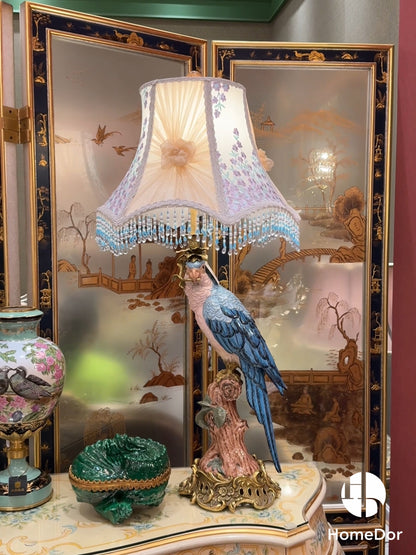 HomeDor Blue Parrot Table Lamp Detail